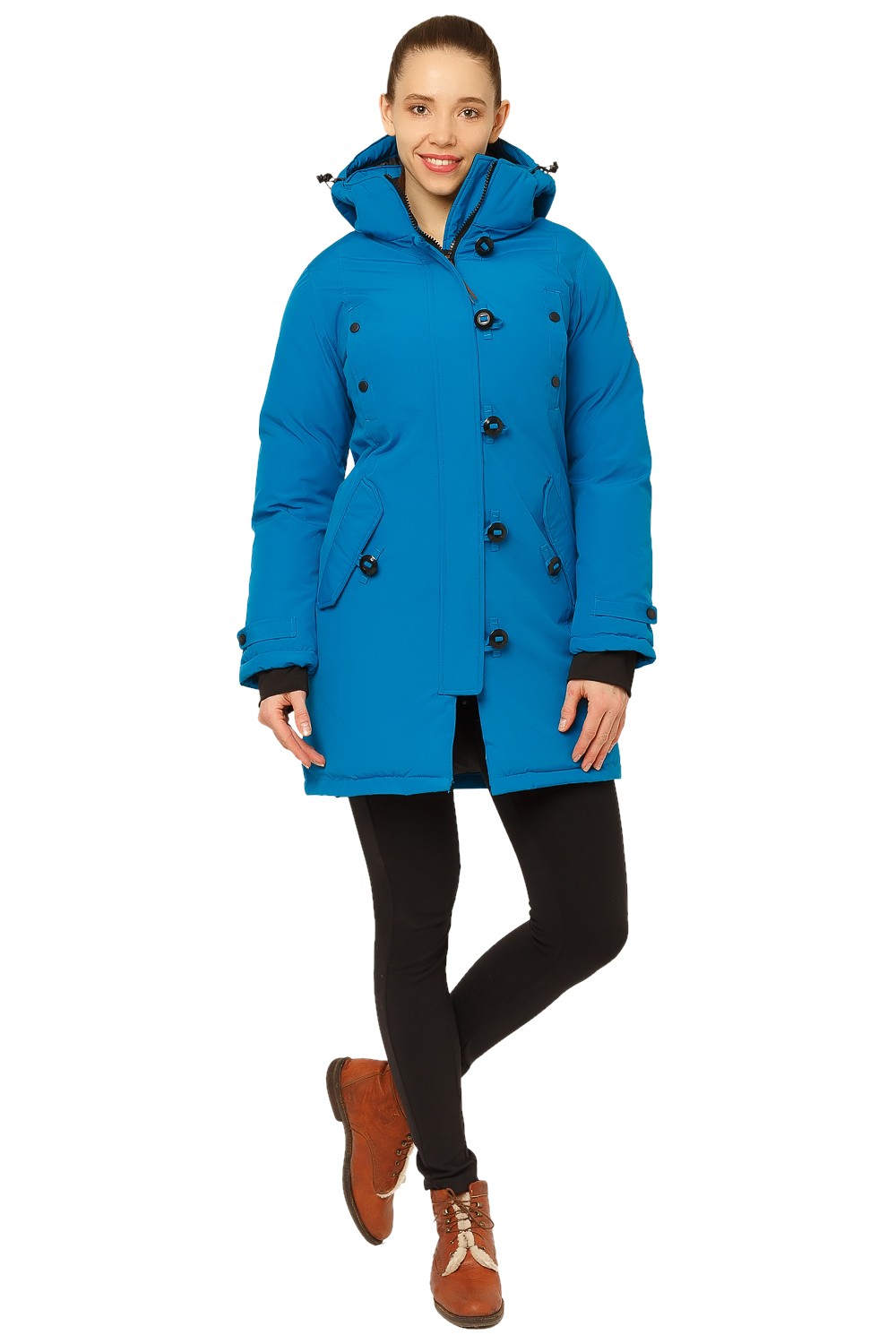Купить оптом Куртка парка зимняя женская синего цвета 1802S в Екатеринбурге
