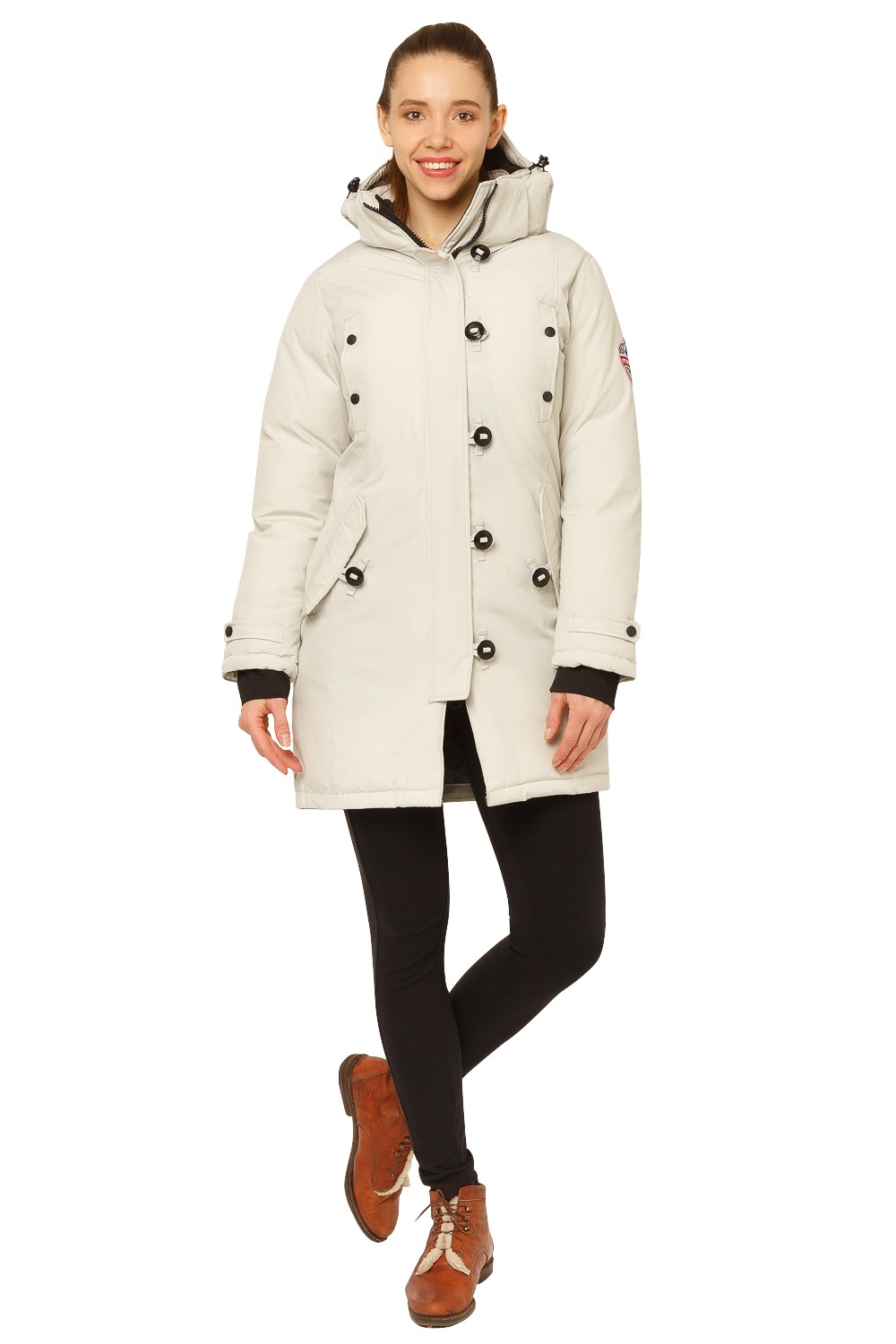 Купить оптом Куртка парка зимняя женская бежевого цвета 1802B