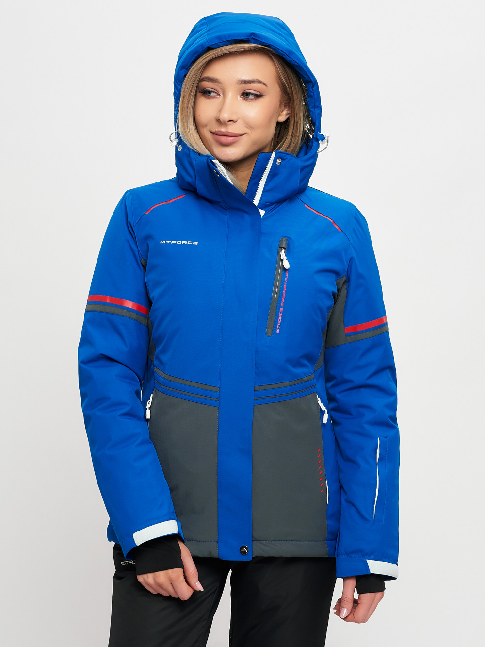 Купить оптом Горнолыжная куртка MTFORCE женская синего цвета 2153S в Екатеринбурге