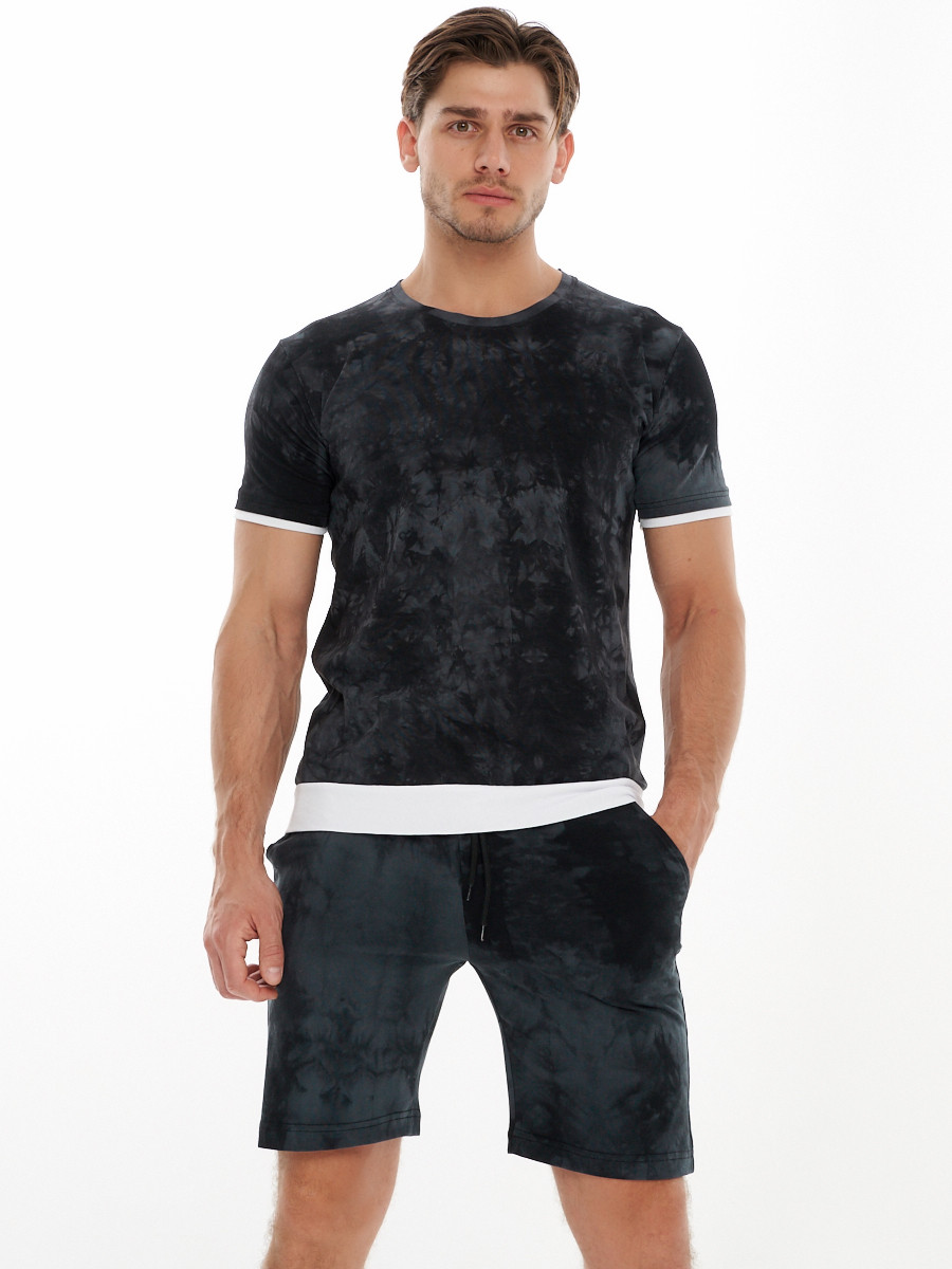 Купить оптом Мужская футболка варенка темно-серого цвета 221004TC в Казани
