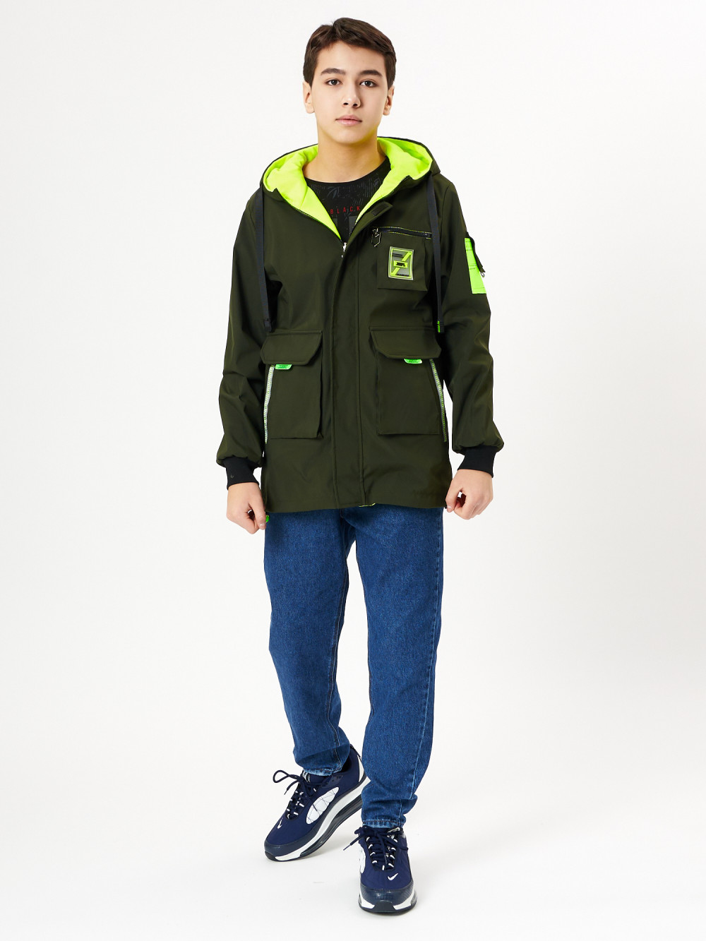 Купить оптом Куртка двусторонняя для мальчика цвета хаки 236Kh в Казани