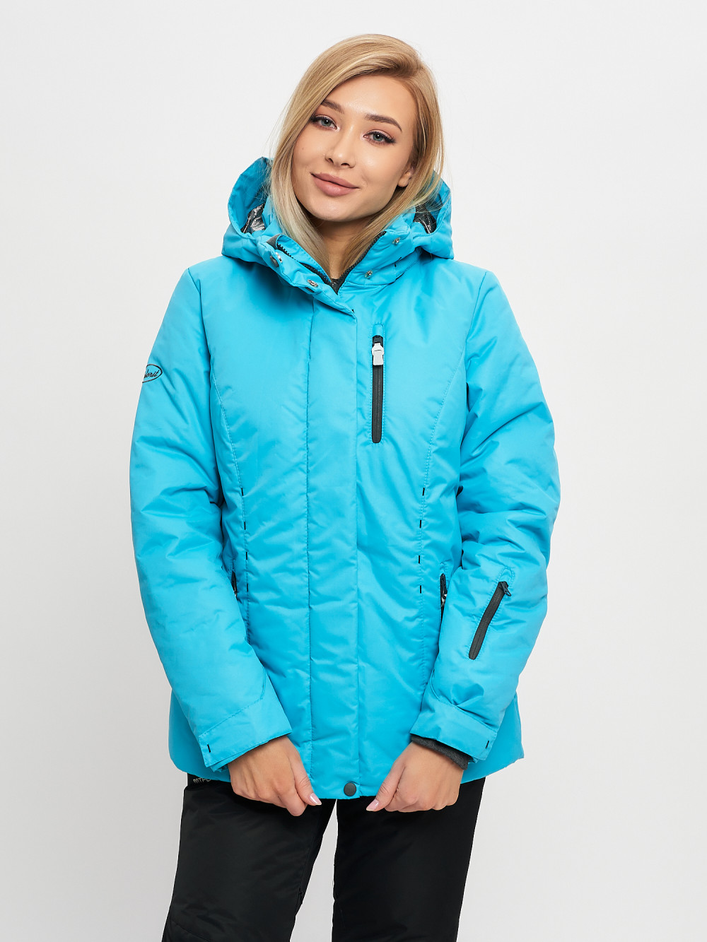 Купить оптом Куртка горнолыжная женская зимняя 42 уценка голубого цвета 242Gl в Казани