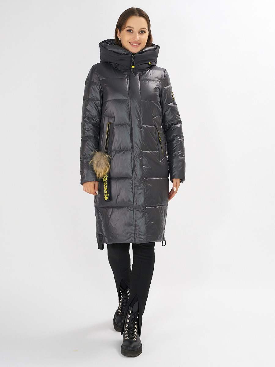 Купить оптом Куртка зимняя темно-серого цвета 72168TC в Екатеринбурге