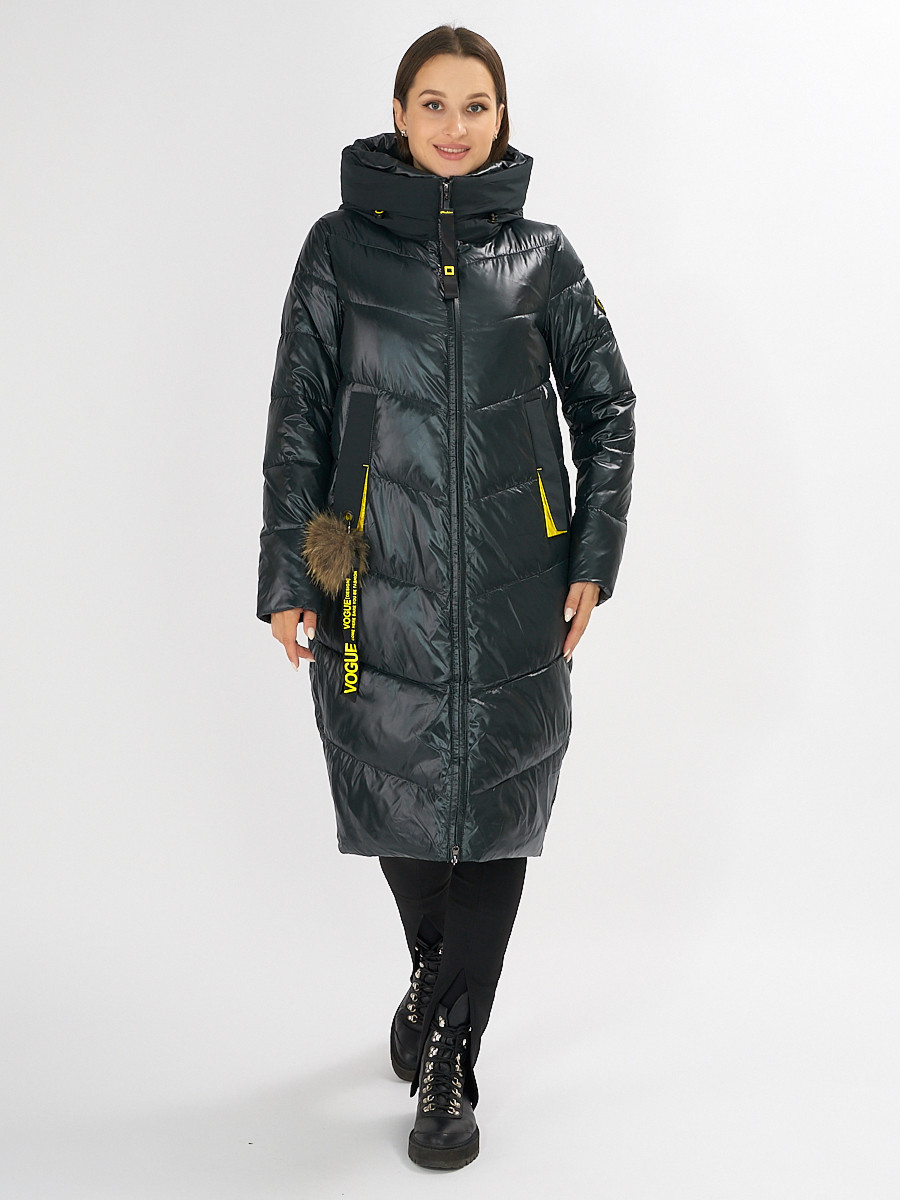 Купить оптом Куртка зимняя темно-зеленого цвета 72169TZ в Екатеринбурге