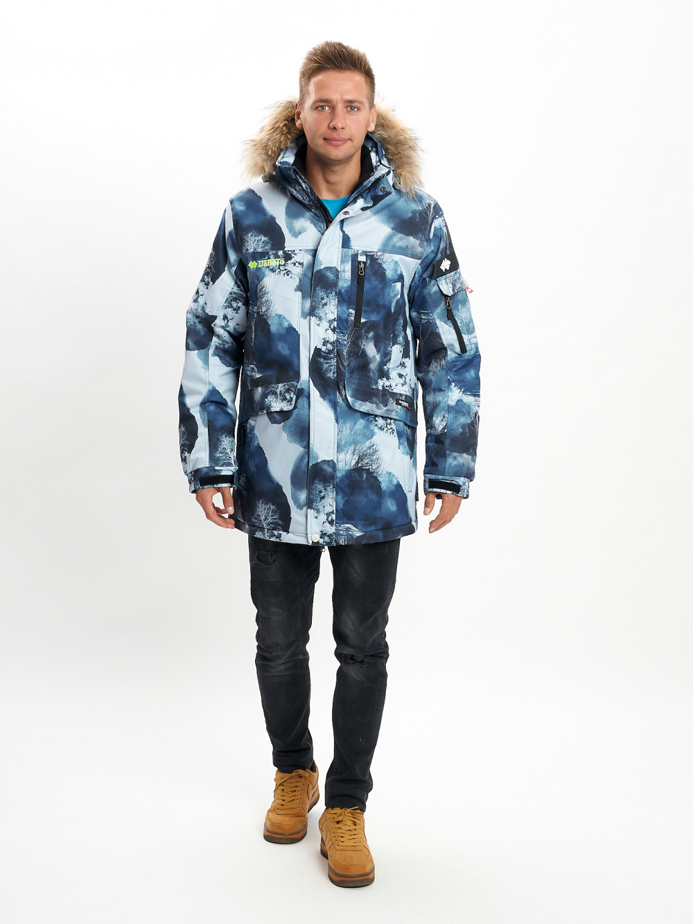 Купить оптом Mолодежная зимняя куртка мужская синего цвета 737S в Казани