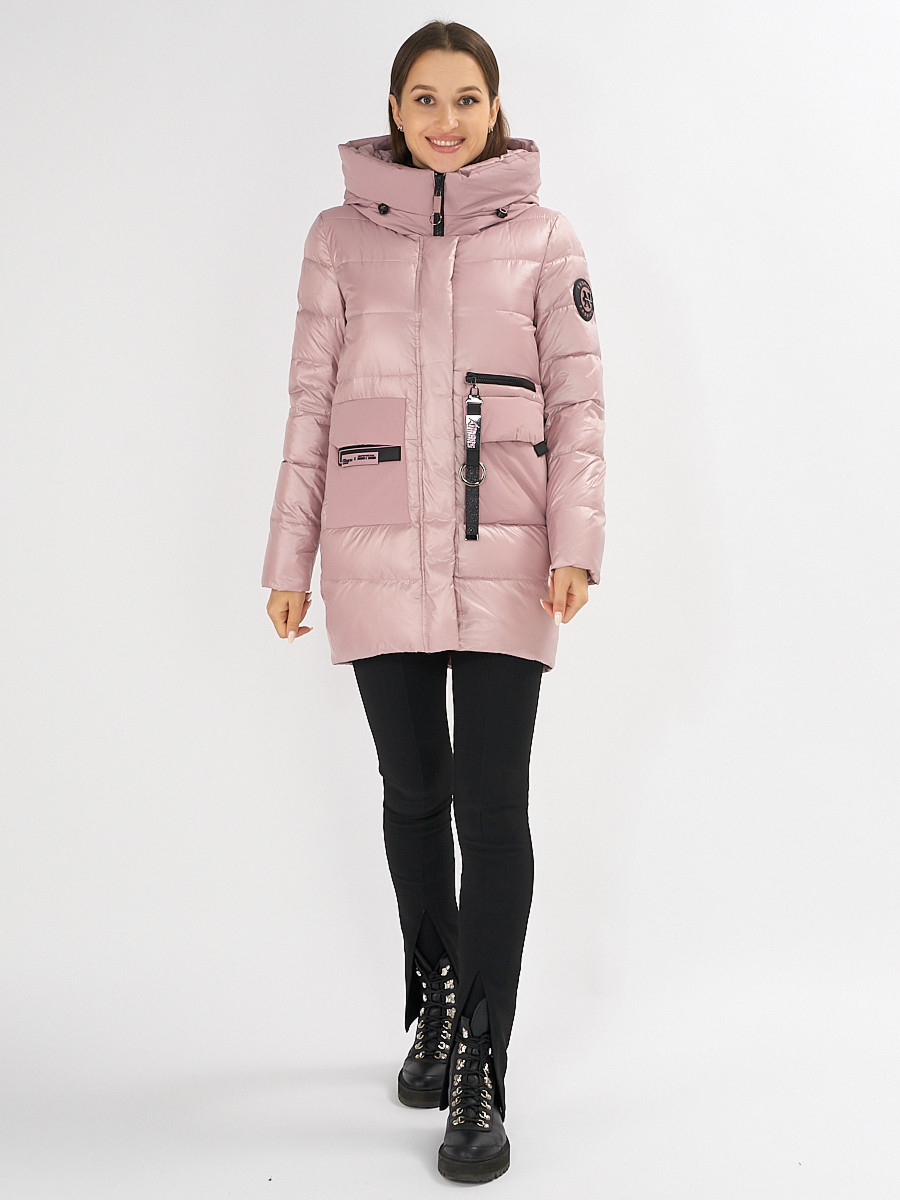 Купить оптом Куртка зимняя розового цвета 7501R в Екатеринбурге