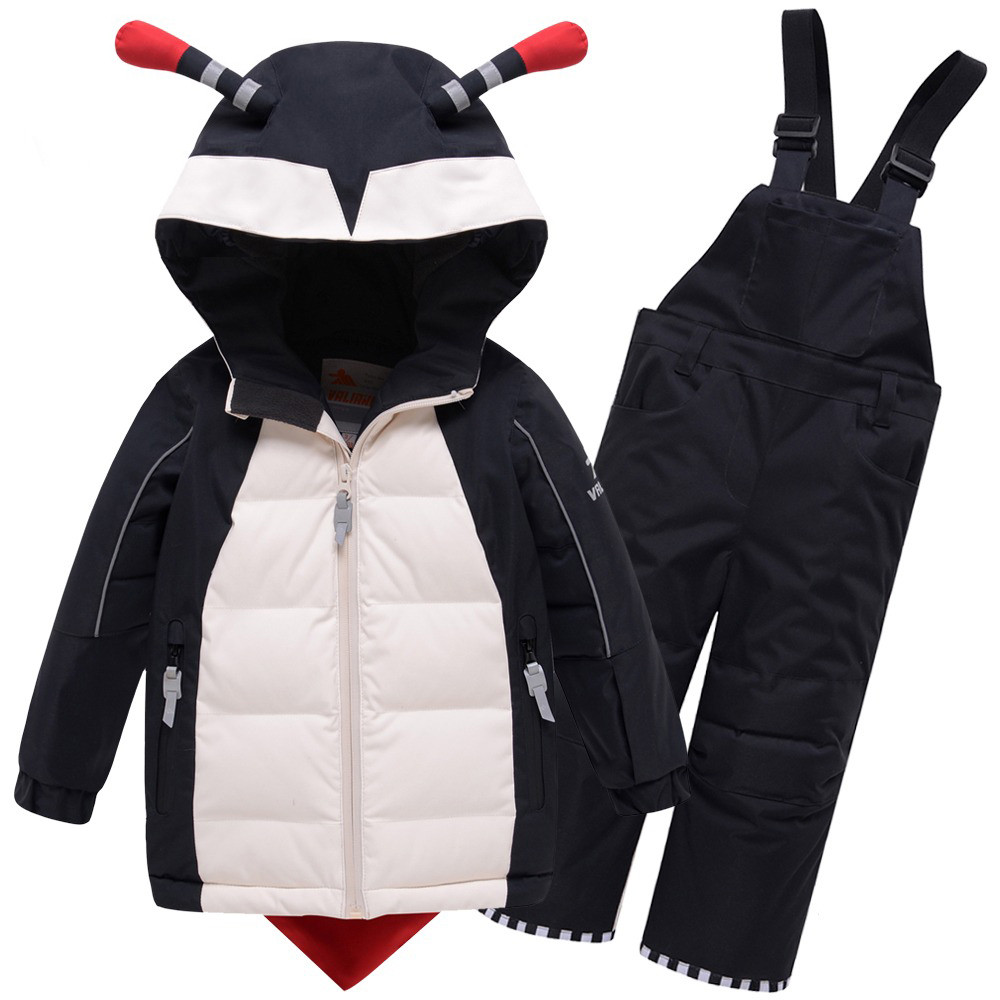 Купить оптом Горнолыжный костюм детский Valianly черного цвета 9001Ch в Екатеринбурге