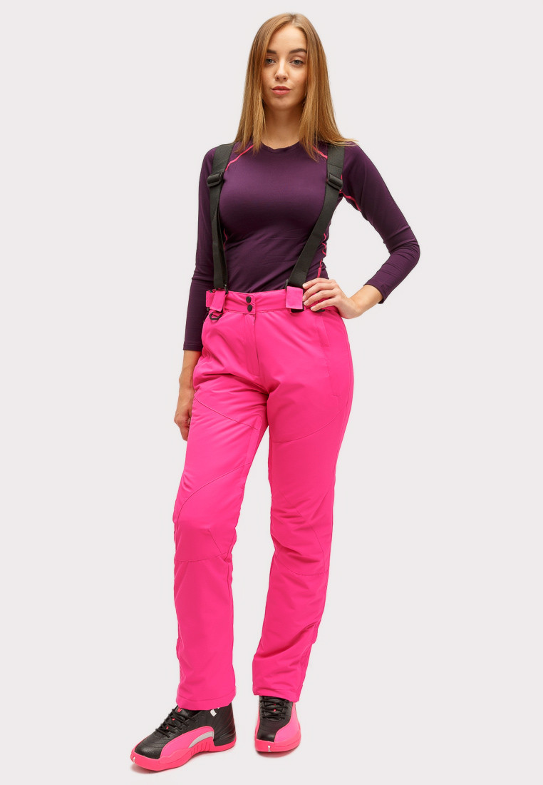 Купить оптом Брюки горнолыжные женские розового цвета 905R в Казани