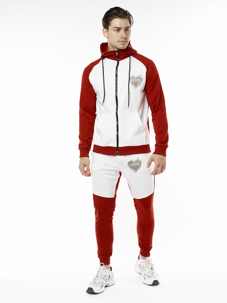 Купить оптом Спортивный костюм трикотажный красного цвета 9150Kr в Екатеринбурге