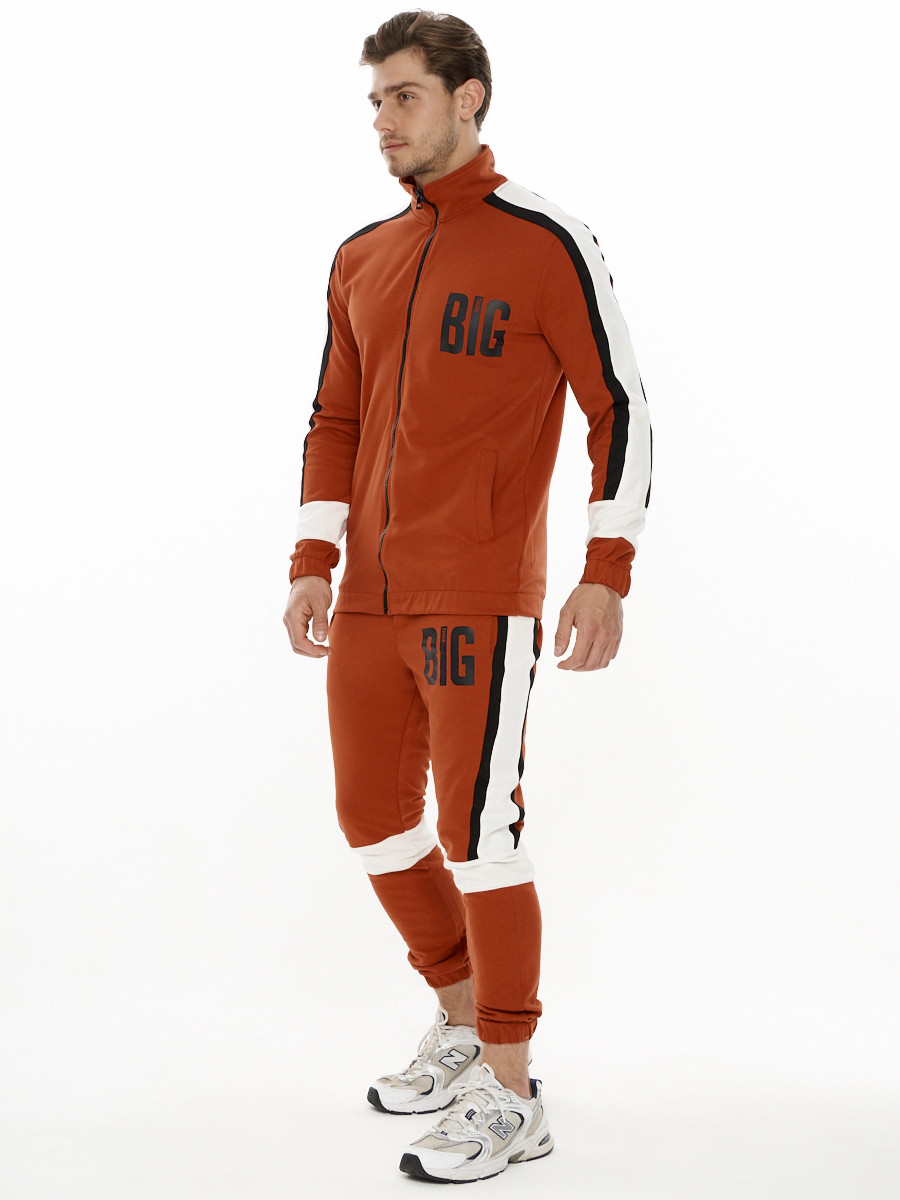Купить оптом Спортивный костюм трикотажный оранжевого цвета 9156O в Казани