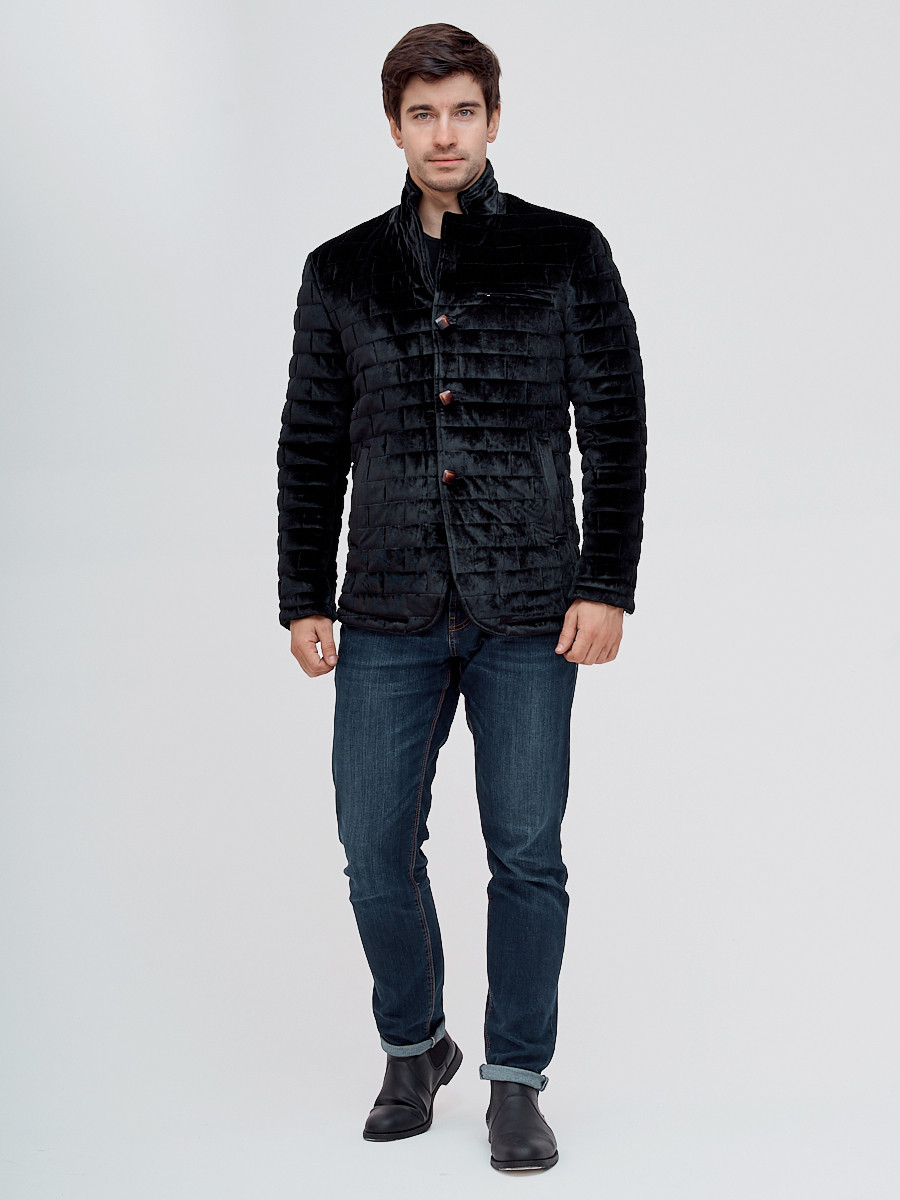 Купить оптом Куртка велюровая классическая Valianly черного цвета 93351Ch в Екатеринбурге