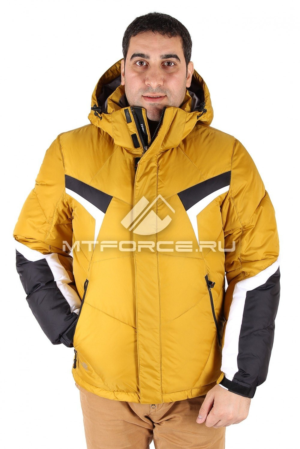 Купить оптом Куртка зимняя мужская горчичного цвета 9440G