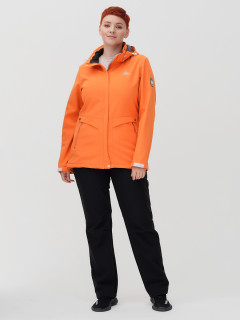 Женский осенний весенний костюм спортивный из ткани softshell большого размера оранжевого цвета купить оптом в интернет магазине MTFORCE 02032-1O