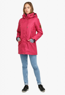 Купить оптом куртку парку зимнюю женскую малинового цвета 18113М в интернет магазине MTFORCE.RU