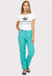 Купить оптом брюки женские из ткани softshell бирюзового цвета 1851Br в интернет магазине MTFORCE.RU