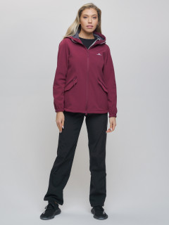 Спортивный костюм женский демисезонная softshell бордового цвета купить оптом в интернет магазине MTFORCE 020014Bo