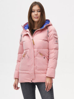 Купить оптом женскую зимнюю куртку молодежную розового цвета в интернет магазине MTFORCE 2080R