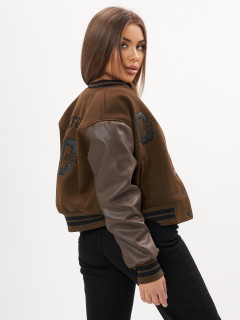 Купить кашемировую кожаную куртку бомбер женский оптом от производителя недорого в Москве 3610Kh
