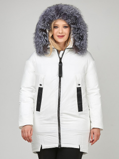 Купить оптом женскую зимнюю молодежную куртку большого размера белого цвета в интернет магазине MTFORCE 88-953_31Bl