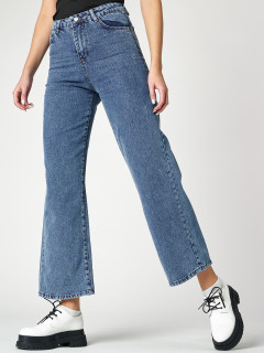 Купить оптом от производителя джинсы клеш женские с высокой посадкой недорого в Москве 950S
