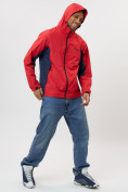Оптом Ветровка спортивная с капюшоном мужская красного цвета 10821Kr в Казани, фото 12