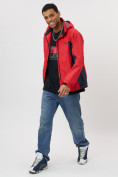 Оптом Ветровка спортивная с капюшоном мужская красного цвета 10821Kr в Казани, фото 4