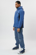 Оптом Ветровка спортивная с капюшоном мужская синего цвета 10821S в Казани, фото 8
