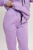 Оптом Трикотажный спортивный костюм женский с начесом фиолетового цвета 1084F в Казани, фото 13