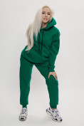 Оптом Трикотажный спортивный костюм женский с начесом темно-зеленого цвета 1084TZ в Казани, фото 2
