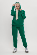 Оптом Трикотажный спортивный костюм женский с начесом темно-зеленого цвета 1084TZ в Екатеринбурге