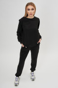 Оптом Спортивный костюм однотонный женский черного цвета 1194Ch, фото 8