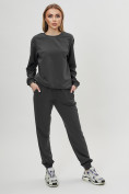 Оптом Спортивный костюм однотонный женский темно-серого цвета 1194TC