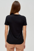 Оптом Женские футболки с принтом черного цвета 1614Ch в Екатеринбурге, фото 5