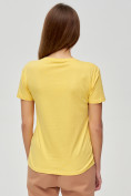 Оптом Женские футболки с принтом желтого цвета 1614J в Казани, фото 4