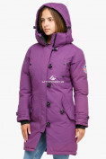 Оптом Куртка парка зимняя женская фиолетового цвета 1806F в Казани, фото 3