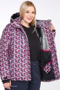 Оптом Куртка горнолыжная женская большого размера малинового цвета 18112M в Екатеринбурге, фото 10