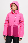 Оптом Горнолыжная куртка MTFORCE женская розового цвета 2153R в Казани, фото 3