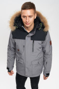Оптом Куртка зимняя MTFORCE мужская удлиненная с мехом серого цвета 2155-1Sr в Казани