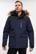 Оптом Куртка зимняя MTFORCE мужская удлиненная с мехом темно-синего цвета 2155-1TS в Казани, фото 11