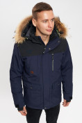 Оптом Куртка зимняя MTFORCE мужская удлиненная с мехом темно-синего цвета 2155-1TS в Казани, фото 12