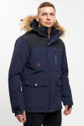 Оптом Куртка зимняя MTFORCE мужская удлиненная с мехом темно-синего цвета 2155-1TS в Казани, фото 6