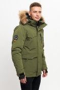 Оптом Куртка зимняя мужская удлиненная с мехом хаки цвета 2159-1Kh в Казани, фото 10