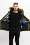 Оптом Куртка зимняя мужская удлиненная с мехом хаки цвета 2159-1Kh в Казани, фото 13