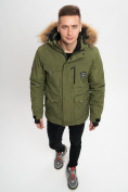 Оптом Куртка зимняя мужская удлиненная с мехом хаки цвета 2159-1Kh в Екатеринбурге, фото 8