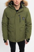 Оптом Куртка зимняя мужская удлиненная с мехом хаки цвета 2159-1Kh в Казани, фото 9
