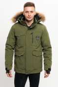 Оптом Куртка зимняя мужская удлиненная с мехом хаки цвета 2159-1Kh в Казани