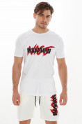 Оптом Мужские футболки с принтом белого цвета 22013Bl в Казани, фото 3