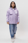 Оптом Куртка демисезонная для девочки фиолетового цвета 22001F в Казани, фото 4
