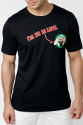 Оптом Мужская футболка с принтом черного цвета 221168Ch в Екатеринбурге