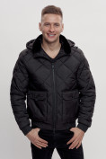 Оптом Куртка классическая стеганная мужская черного цвета 2303Ch в Казани, фото 12